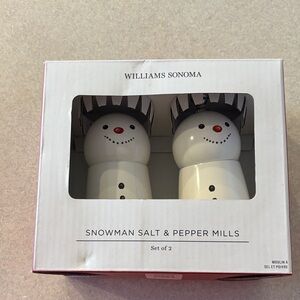 Williams Sonoma Festive Snowman Mills with Black and Red Accents